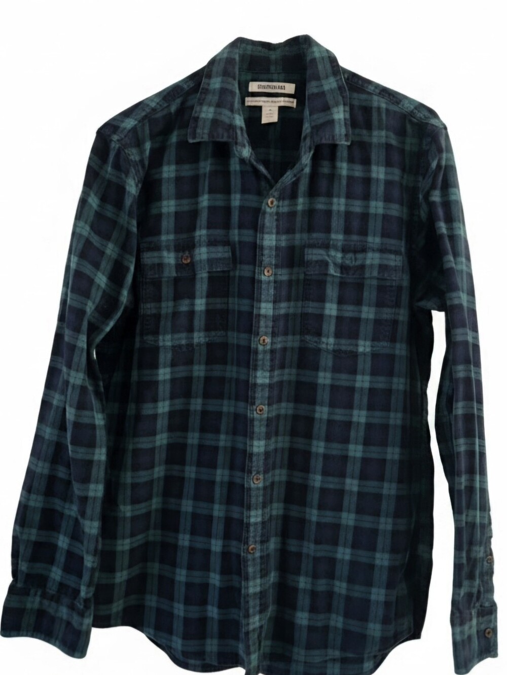Goodthreads Men’s Plaid Flannel Shirt Green Blue Long Sleeve Button Down M